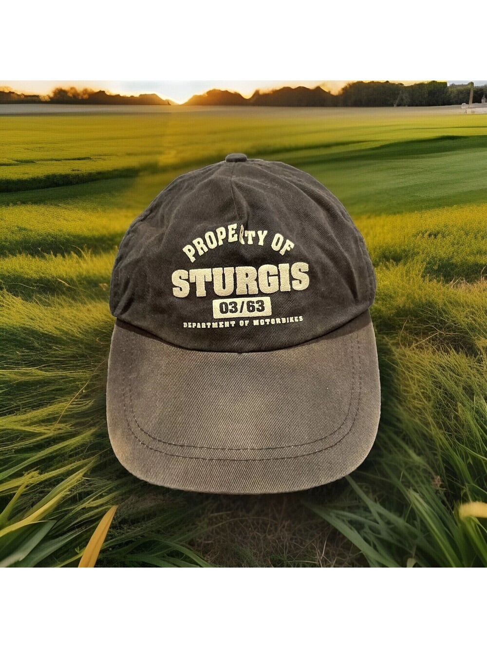 Property Of Sturgis SD 03/63 Department Of Motorbikes Faded Black Baseball Cap